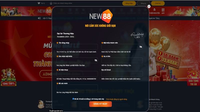Hướng dẫn đăng ký NEW88