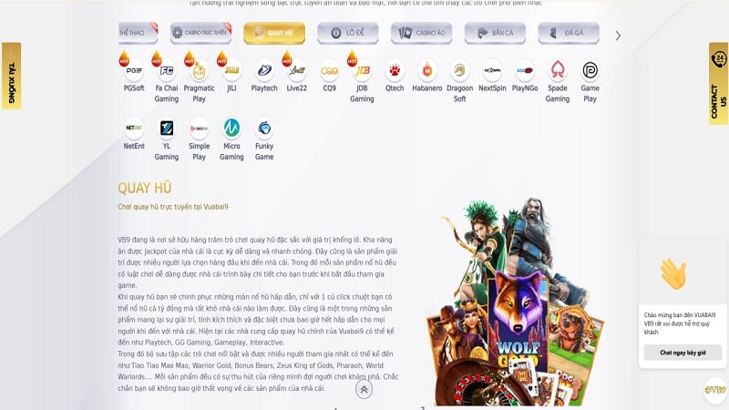 Slot game tại VB9 khá đa dạng thể loại